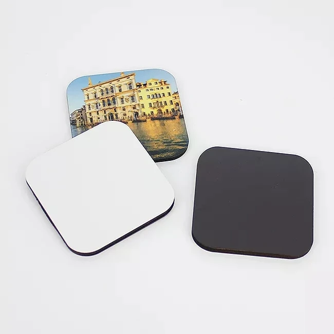 Customized wood sublimation blanks business card round square shape sublimation mdf fridge magnets