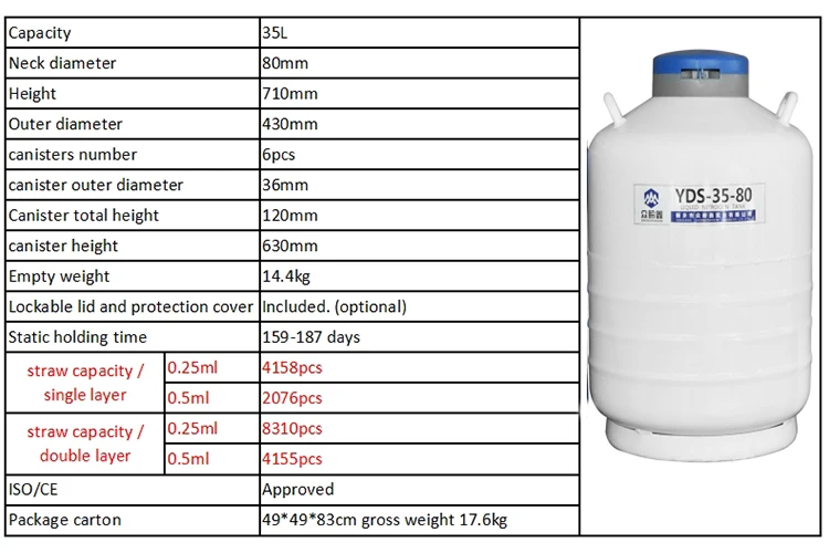 YDS-35-80 liquid nitrogen tank 35L ln2 Al Alloy gas cylinder for transport and storage