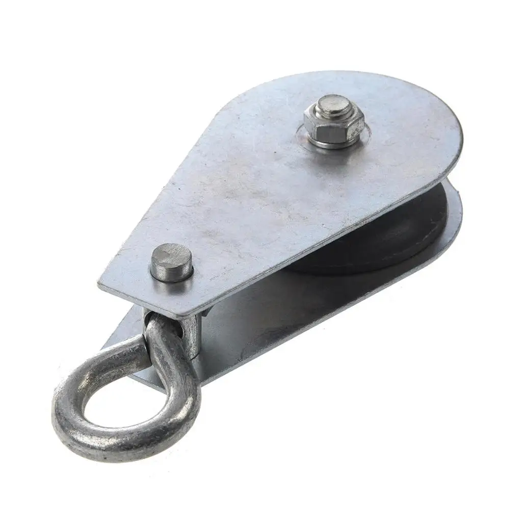 Single Swivel Lifting  Rope Hook Pulley Sheave with Rotating Steel Hook