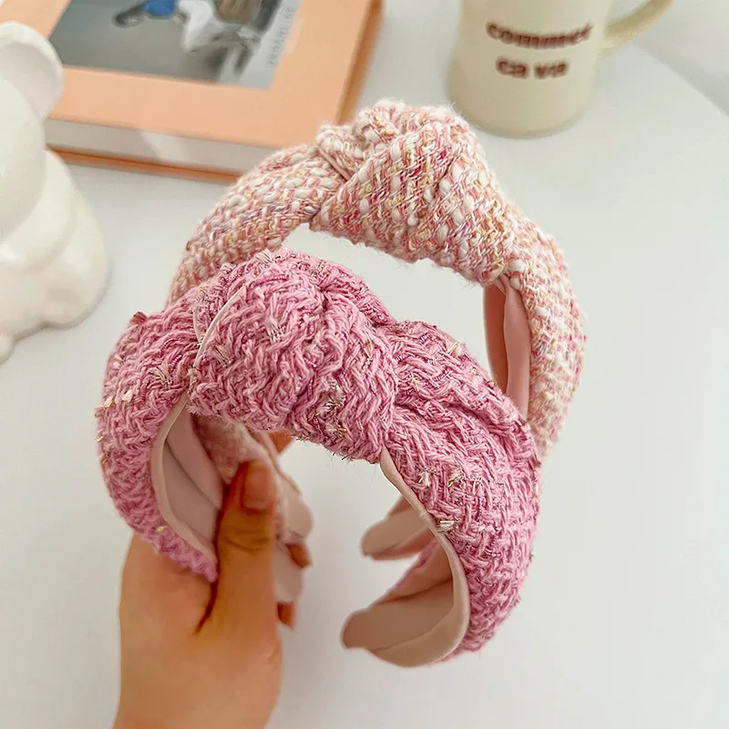 Pink Woolen Knot Classic Hair Accessories Fashion Retro Korean Headband Girl Hair Accessories