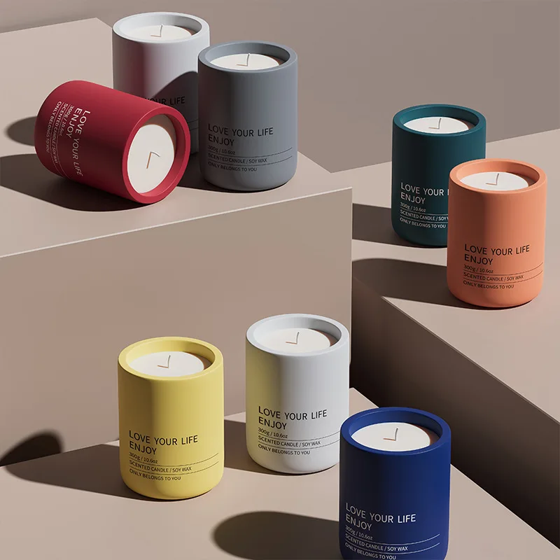 DM619 Colored 10.6 Oz Vessels Luxury Home Decor Candle Making Jars Matte Empty Natural Scented Concrete Cement Candle Jars