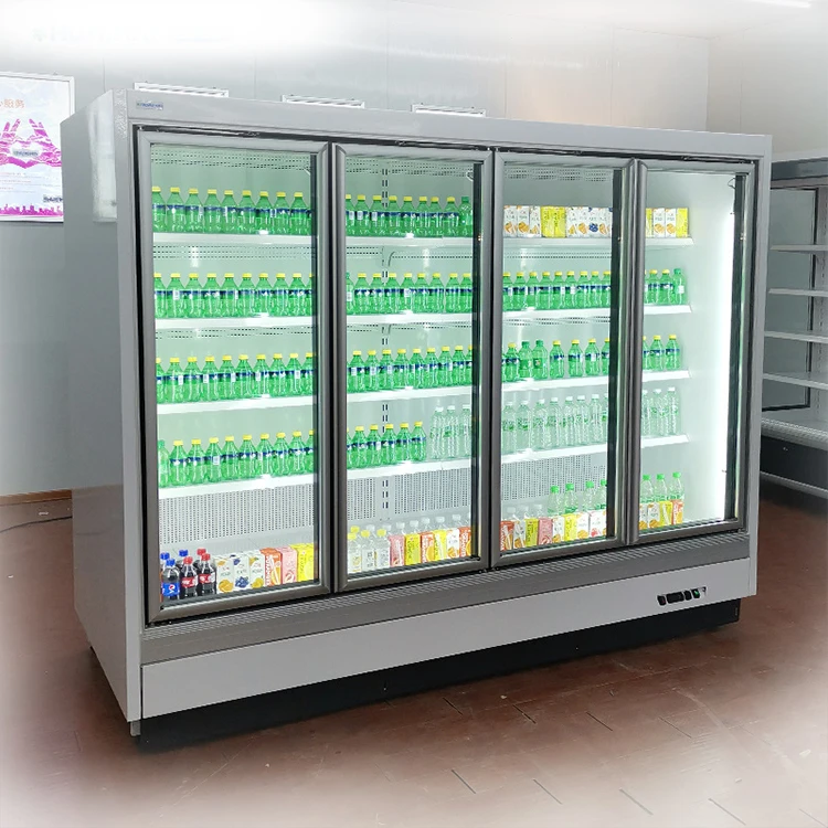 Commercial Supermarket Display Refrigerators Two Glass Door Beer Fridge Upright Beverage Cooler Freezer