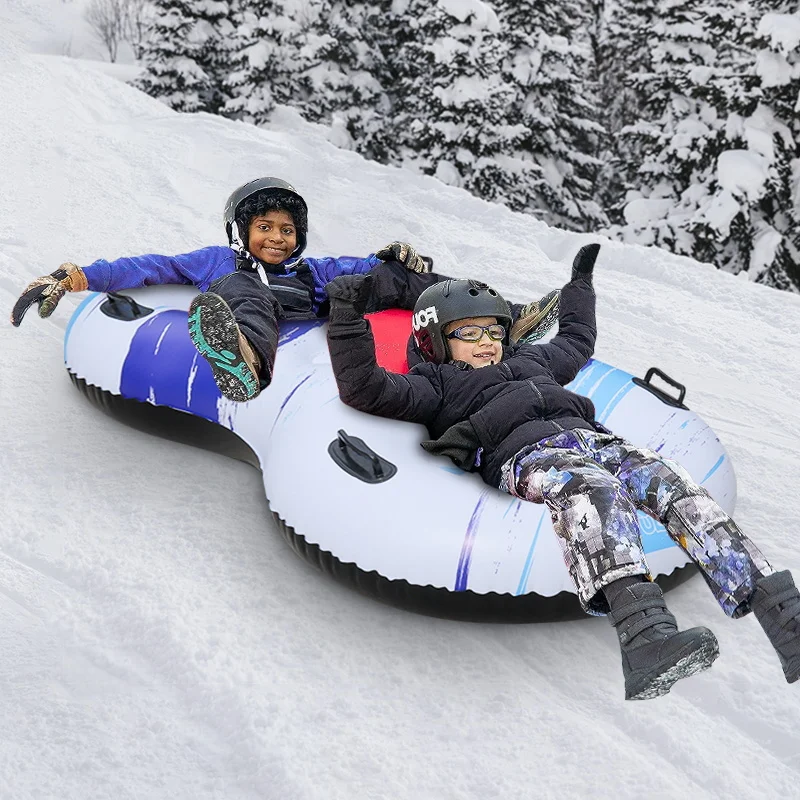 New Snow Tube Sled, 67 Inch Adults and Kids Inflatable Sledding Snow Tube Sled Rider with 4 Reinforced Handles for 2 Riders