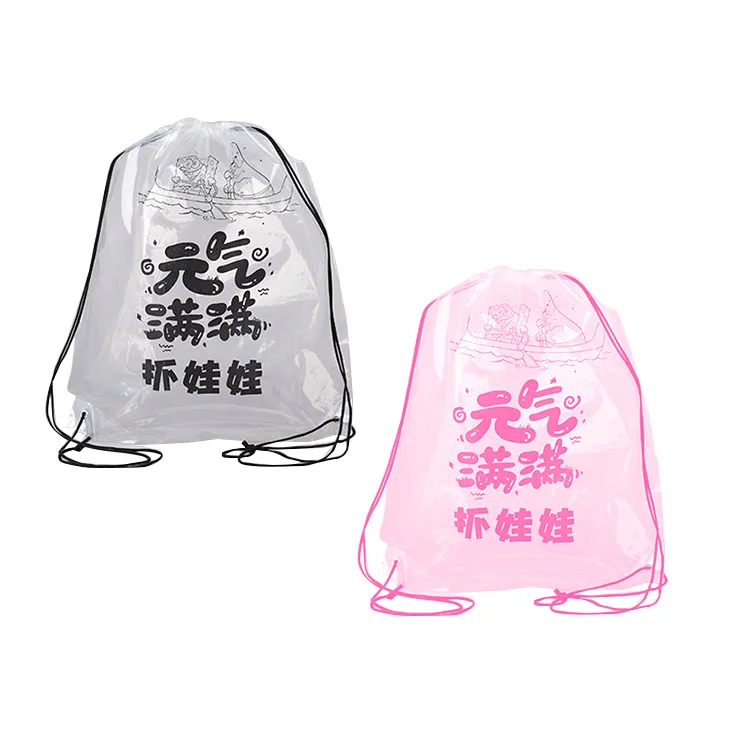 Custom promotional advertising water resistance multiple function beach swimming clear PVC drawstring bag backpack