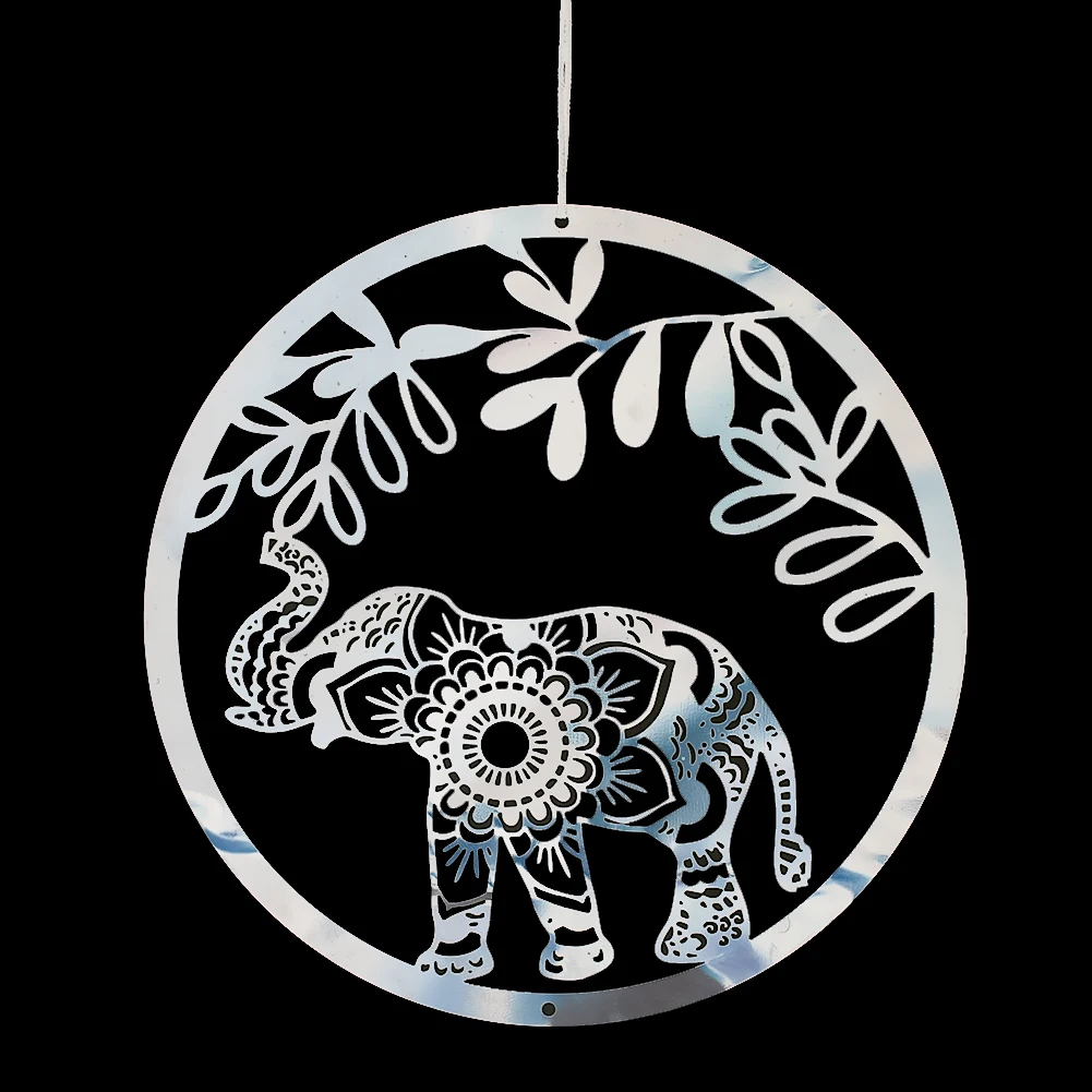 Amulet Elephant Hanging Decor DIY Wind Chimes  Sun  catcher Hollow Mandala Bird Repellent Scarer