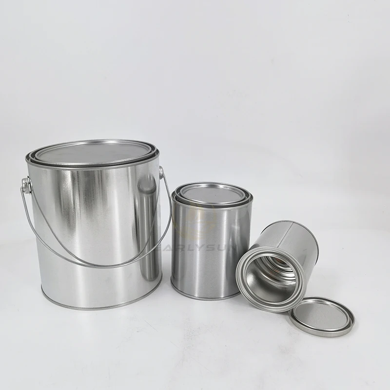 3.7kg Metal Paint Bucket Tin Pail With Handle And Lock Ring Lid
