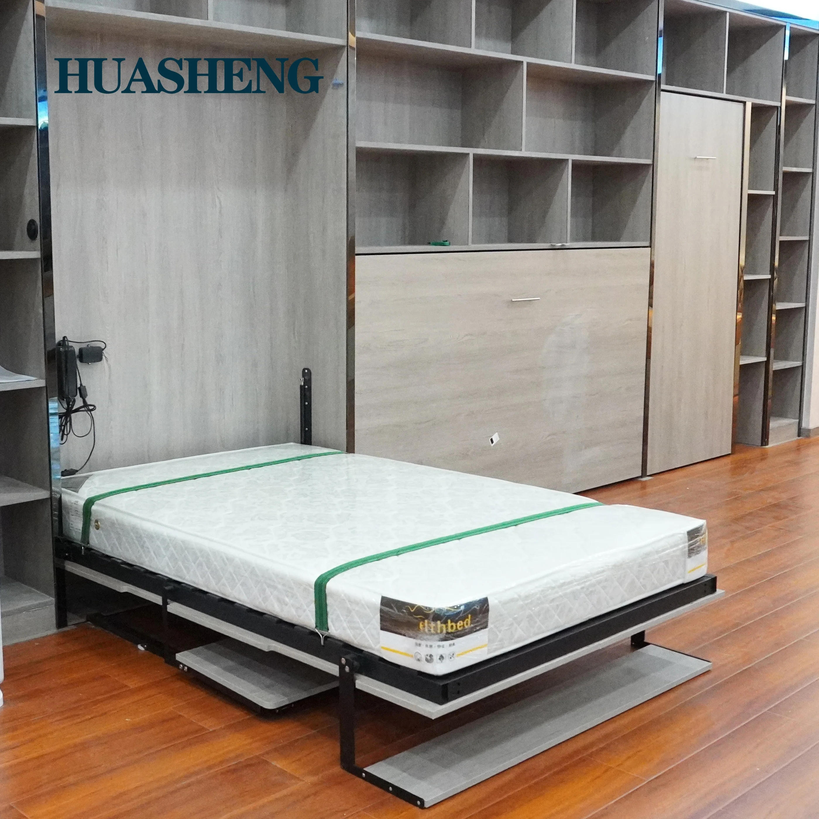 Transformable folding wood murphy bed kit vertical electric motorized automatic wall bed mechanism