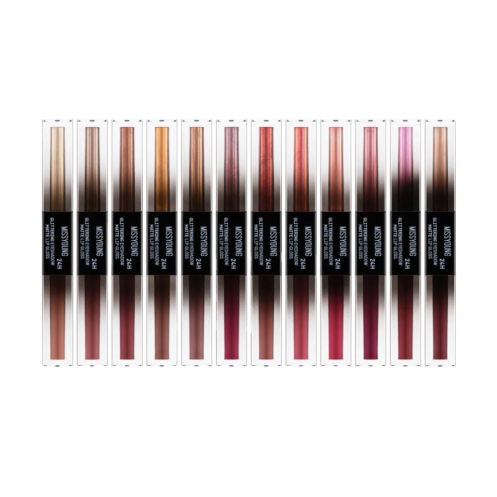 Lipgloss Double-Headed Eye Shadow Combination Eye Shadow Matte Non-Stick Cup Lip Gloss Shimmer Makeup Women Girls
