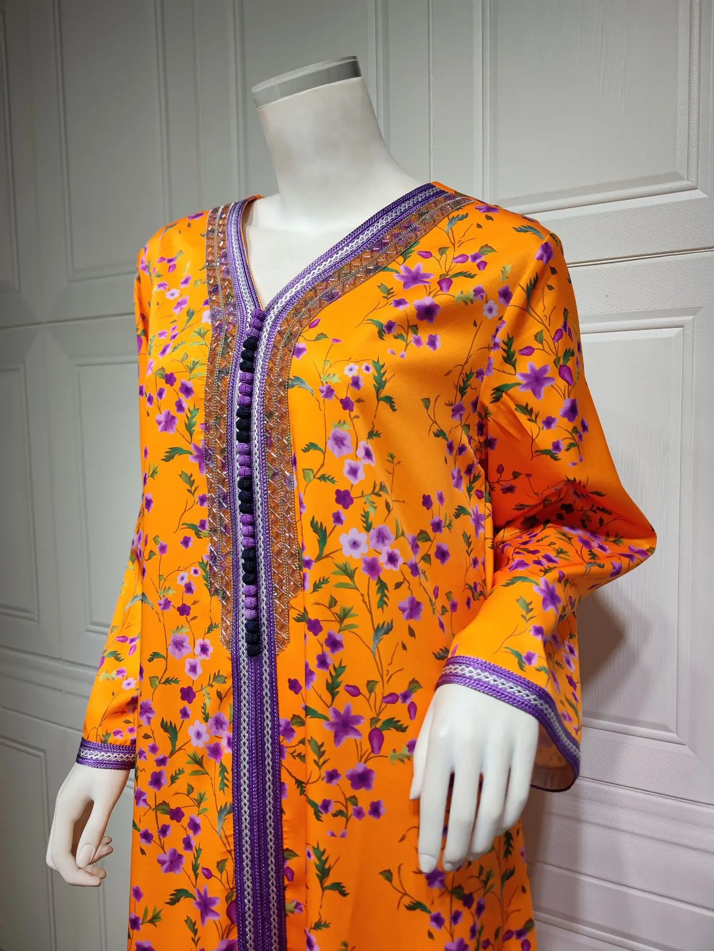 Evening Dresses Elegant Abaya Fashion Print Hot Diamond Dress Dubai Jalabiya Arabic Muslim Party Dresses islamic Design Kaftan