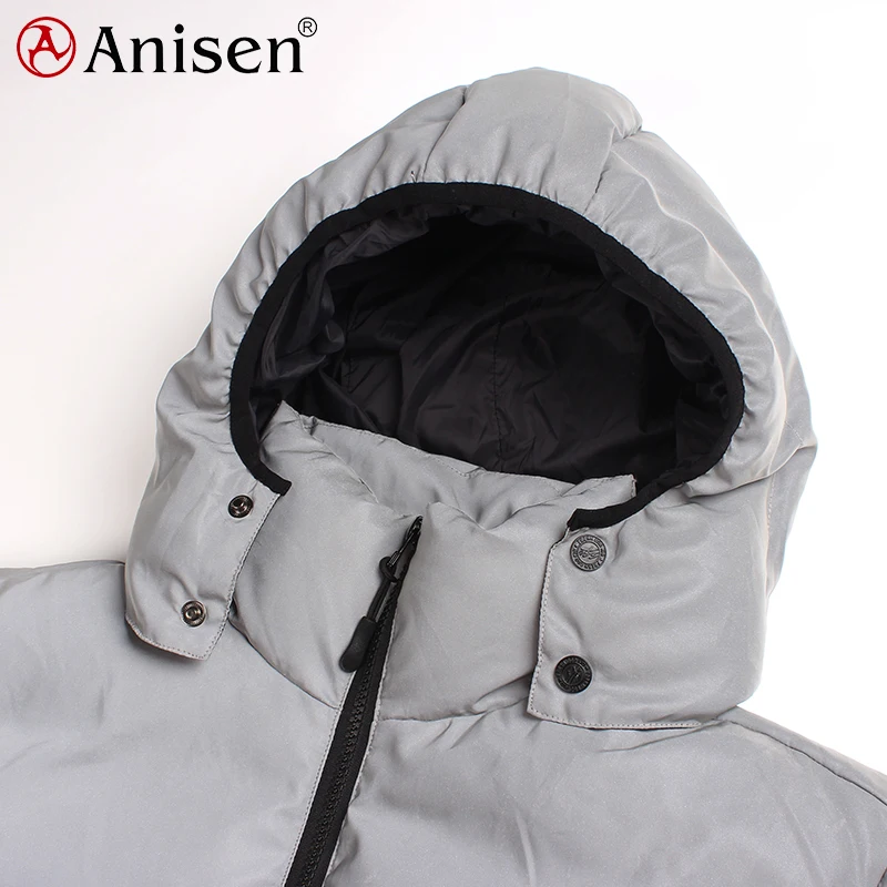 
keep warm windproof waterproof plus size jacket 3M reflective down look puffer man winter reflective jacket 