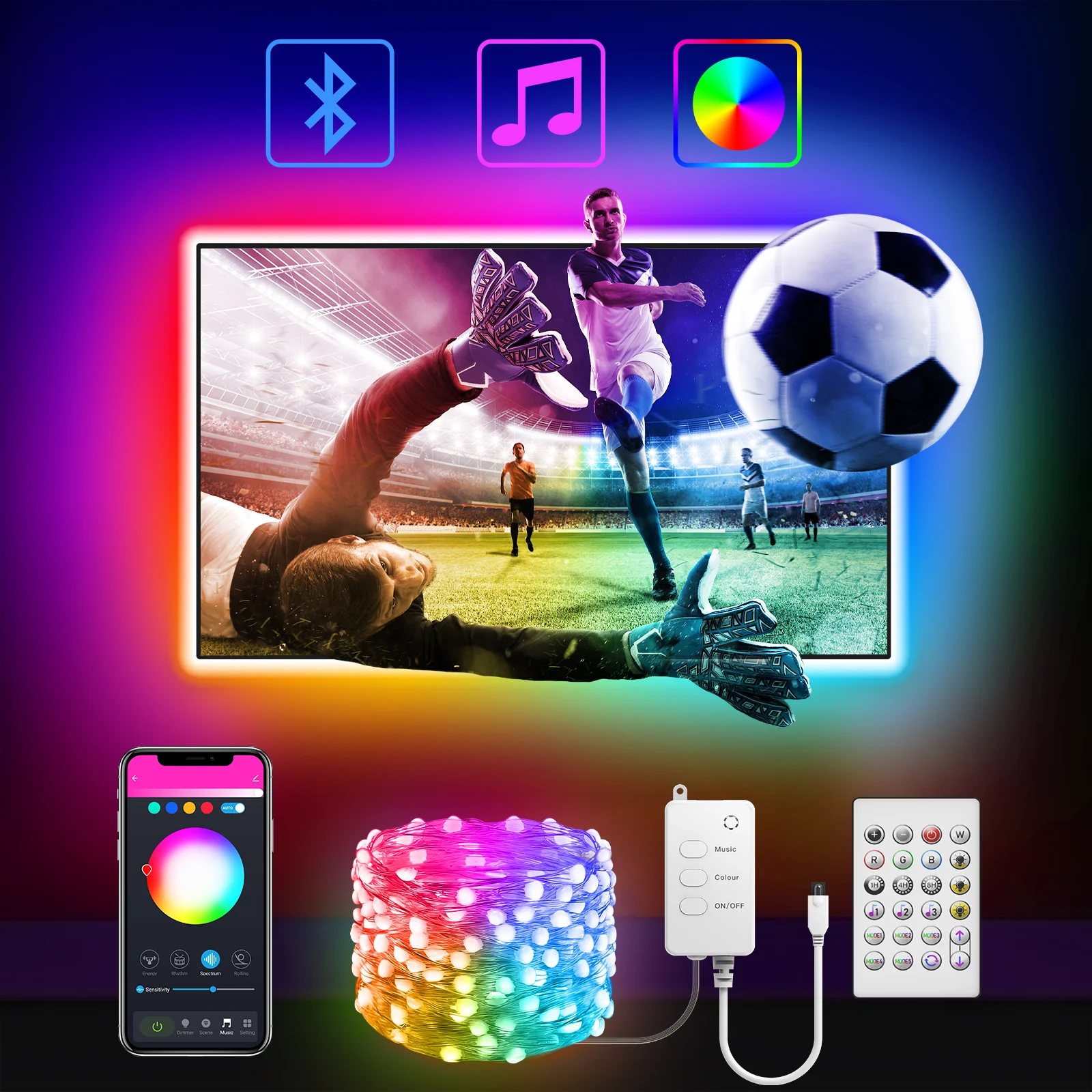 3M 5V TV Back Light  RGB LED Light Strip with APP Controlled