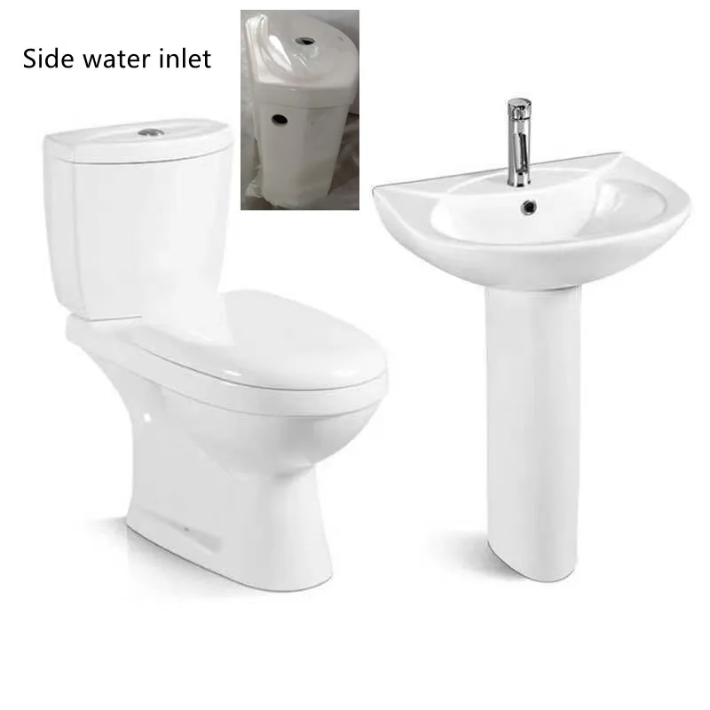 Cheap Africa washdown 250mm parma side water inlet flushing two piece wc toilet for Benin cotonou,Mali market
