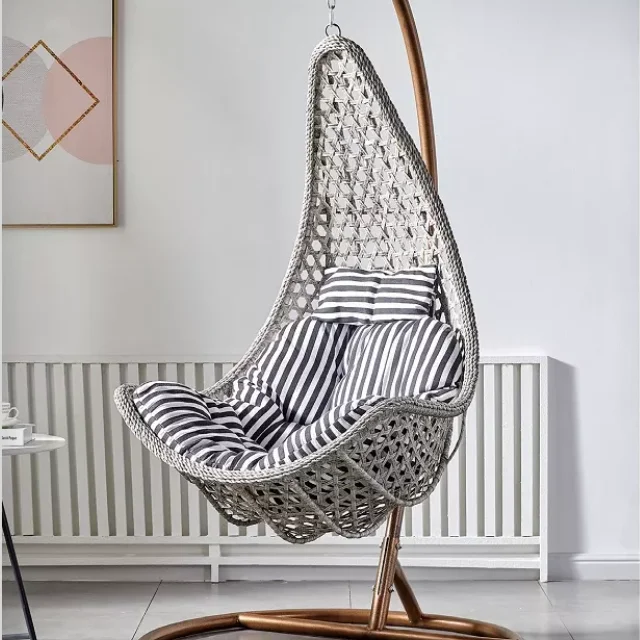 Wholesale Hanging Egg Chair Swing with Steel Stand Set - All Weather Construction - Wicker Rattan Swing