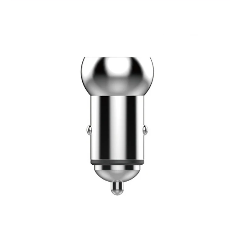 
High Quality Quick Charge Portable Dual Port Usb Metal Car Charger For Mobile Phone 