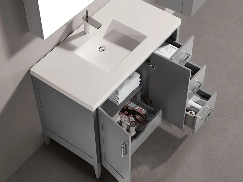 Factory directly modern hotel waterproof vanity with mirror and wash basin