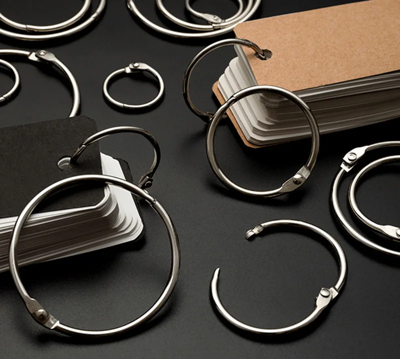 loose leaf binder ring steel book binding ring metal snap clips open metal silver book rings for office stationery