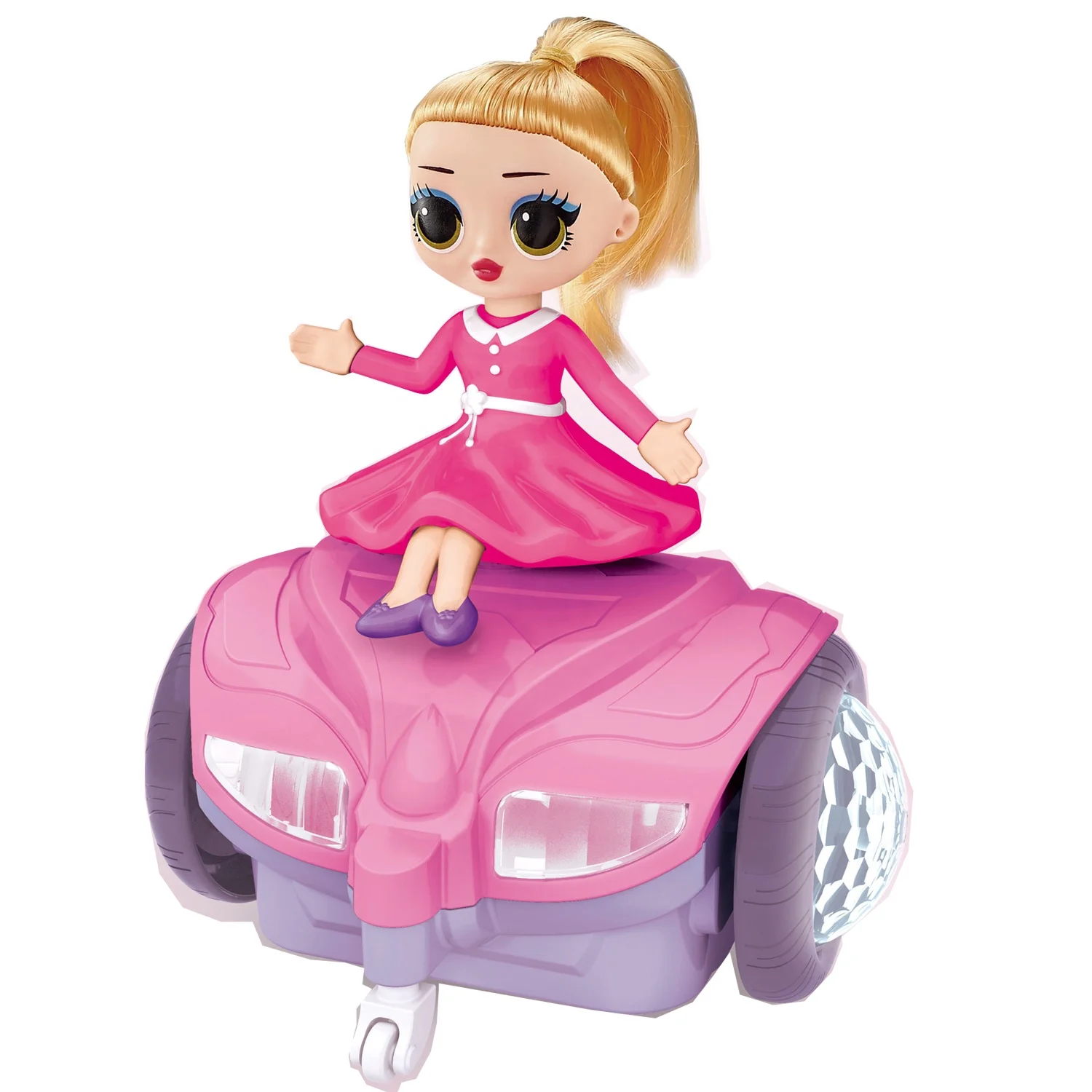 2024 NEW Dancing Fashion lovely doll; balance doll car with music and light; b/o balance doll,Battery Operated Lighting Doll