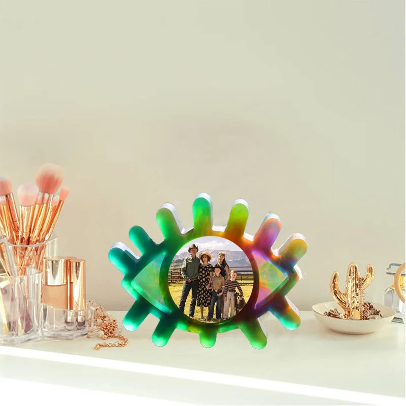 W026 блестящая силиконовая форма для макияжа глаз из смолы, фоторамка, украшение для дома, лоток для хранения, форма из эпоксидной смолы