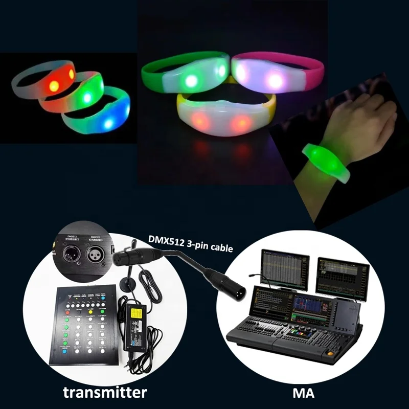 silicone led bracelet security bracelet led party maximum 10 DMX address glowing silicone wristband rfid nfc bracelet