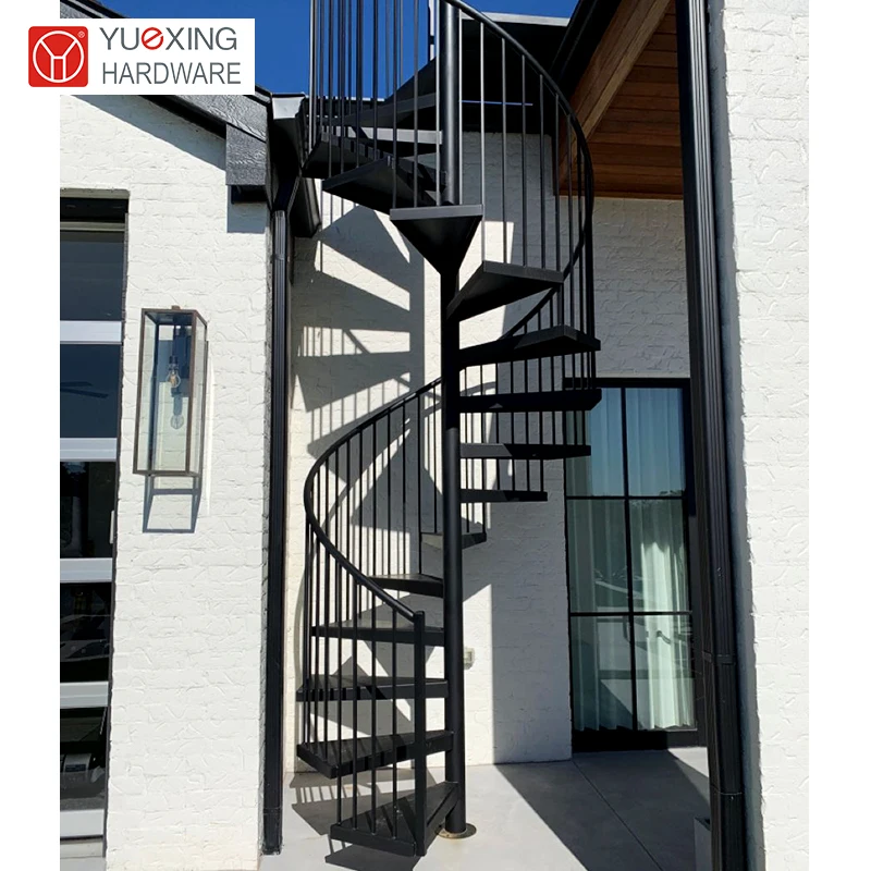 Easy installed villa Commercial glass step spiral staircase resident outdoor wood tread helical stairs