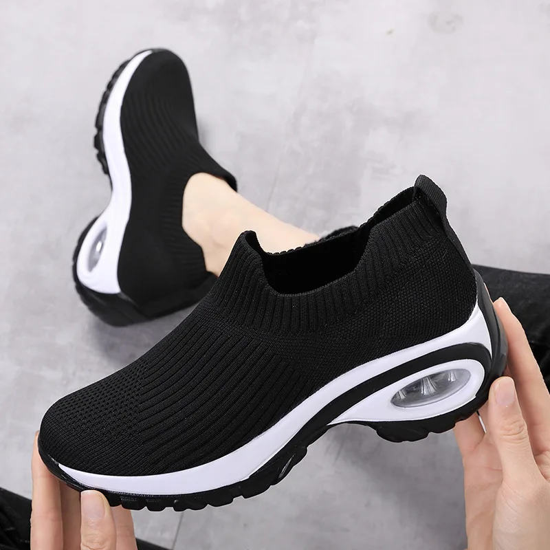 Best Seller Women Shoes Woven Fabric Upper Stretchy Zapatos Air Cushion RTS Summer Women Casual Shoes Trendy