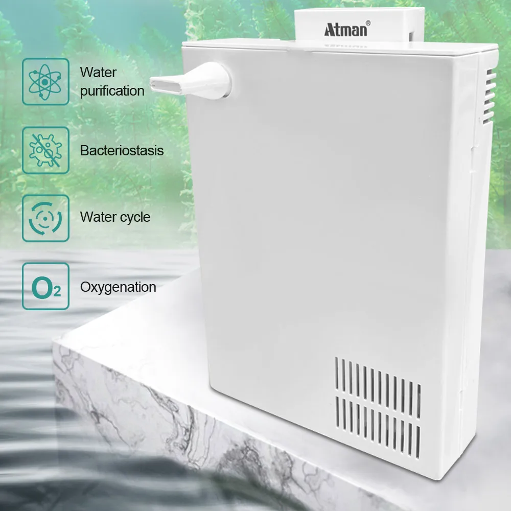 Atman SP Aquarium Filters 360 Degree Cycle Filtration For No Frame Fish Tank 2.5w-4w Back Hanging Aquarium Filters