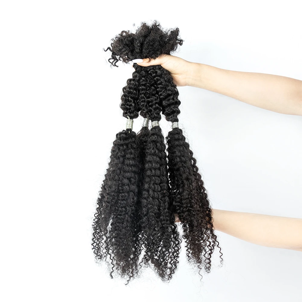 Softer Cheaper High Quality 8-26 Inches Kinky Afro Curly Bulk Human Hair For Braiding No Weft