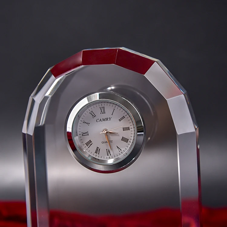 Wholesale Best Selling Decorative Personal customization Glass Crystal Clock Award for business souvenir gift