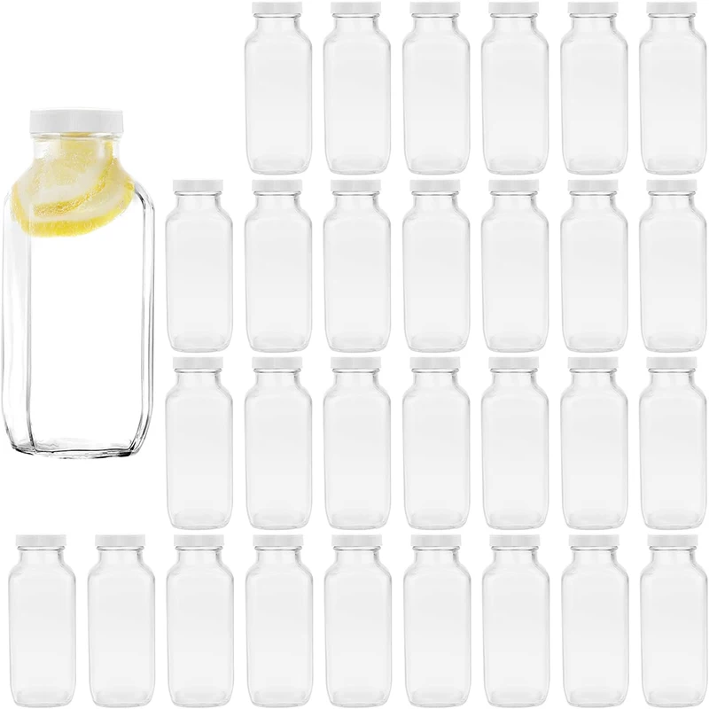 250ml 350ml 500ml Glass juice bottle. 8oz 12oz 16oz glass square shape juice bottle with cap