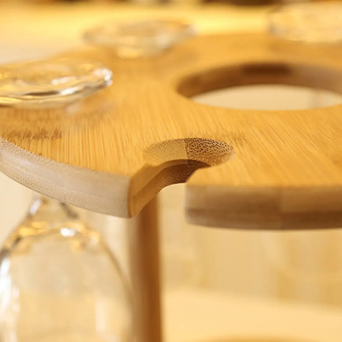 Wine Bottle Holder Wine Glass Rack Bamboo Wine Tabletop Display