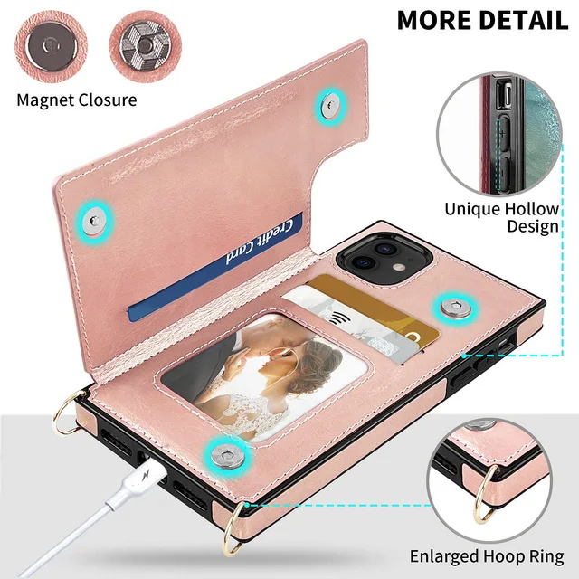 Genuine Leather Phone Case Crossbody Shoulder Mobile Phone Cover Card Holder Coin For Iphone 13/12