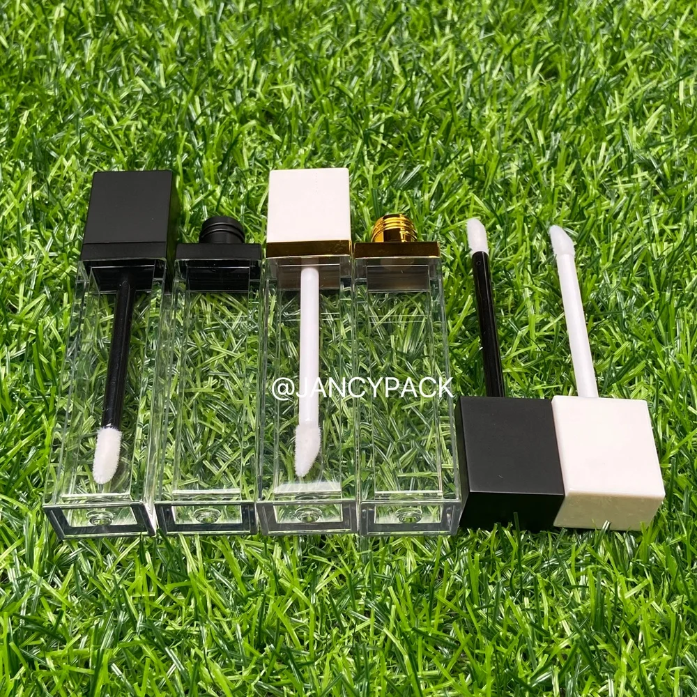 7ml unique white gold luxury Square Empty Lip Gloss Wand Tube lip tint Container Wholesale Custom liquid lipstick Bottle