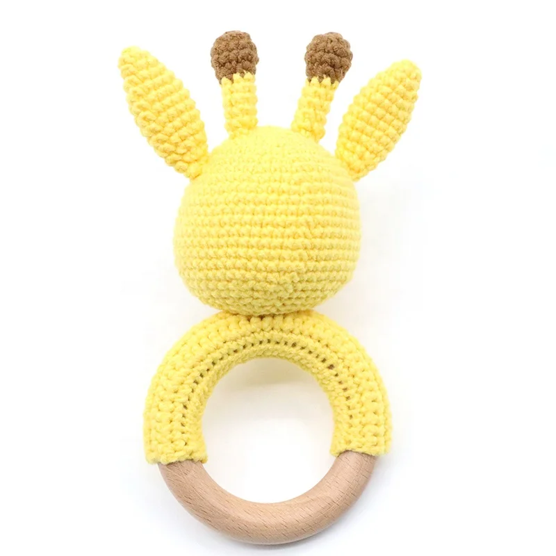 Высококачественное деревянное кольцо из бука, детская погремушка ручной работы в форме жирафа