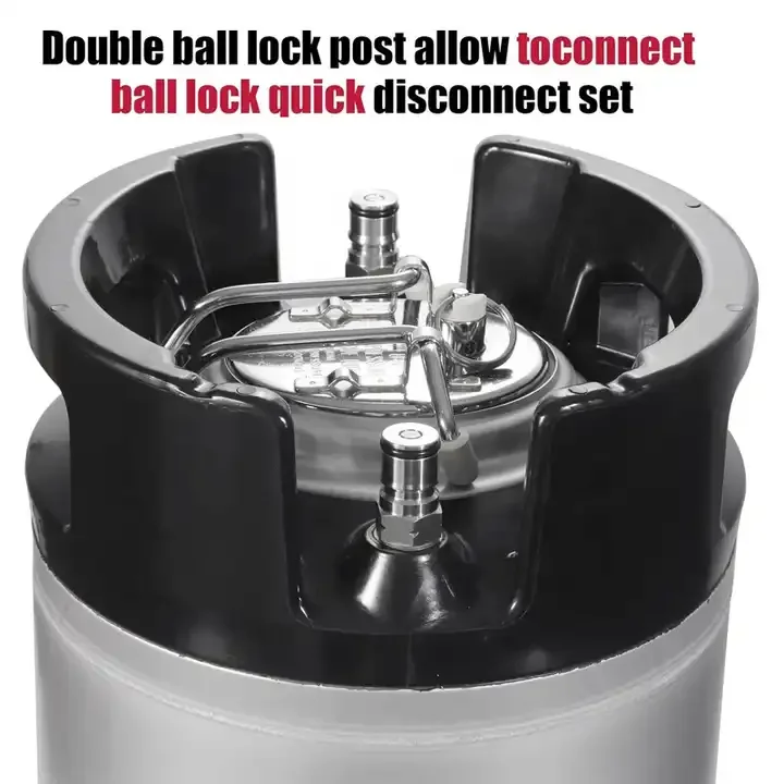 New 5 Gallon Ball Lock Keg, Stainless Steel Corny Keg with Ball Lock Post, Portable Mini Beer Keg with Dual Rubber Handle