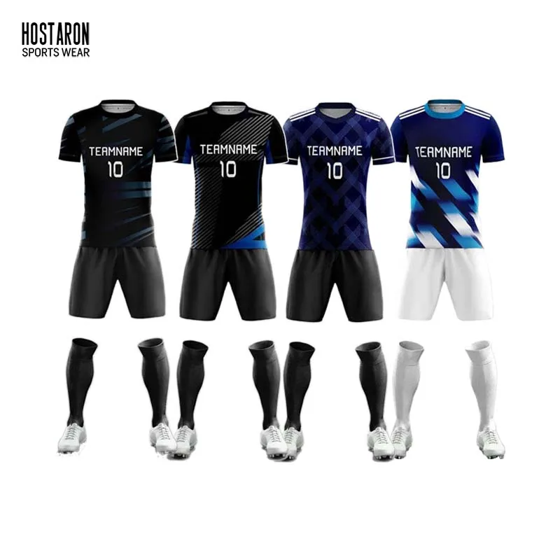 HOSTARON Wholesale Custom Adult New Design 100% Polyester Football Jersey Print Name Number Breathable Soccer Uniforms