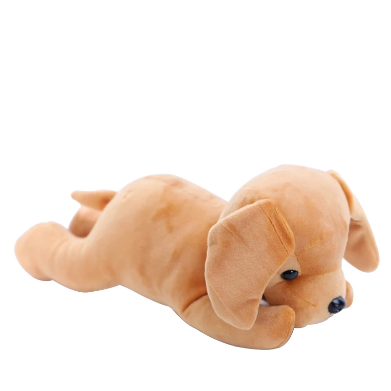 lie on brown plush dog Toys accept OEM and ODM service