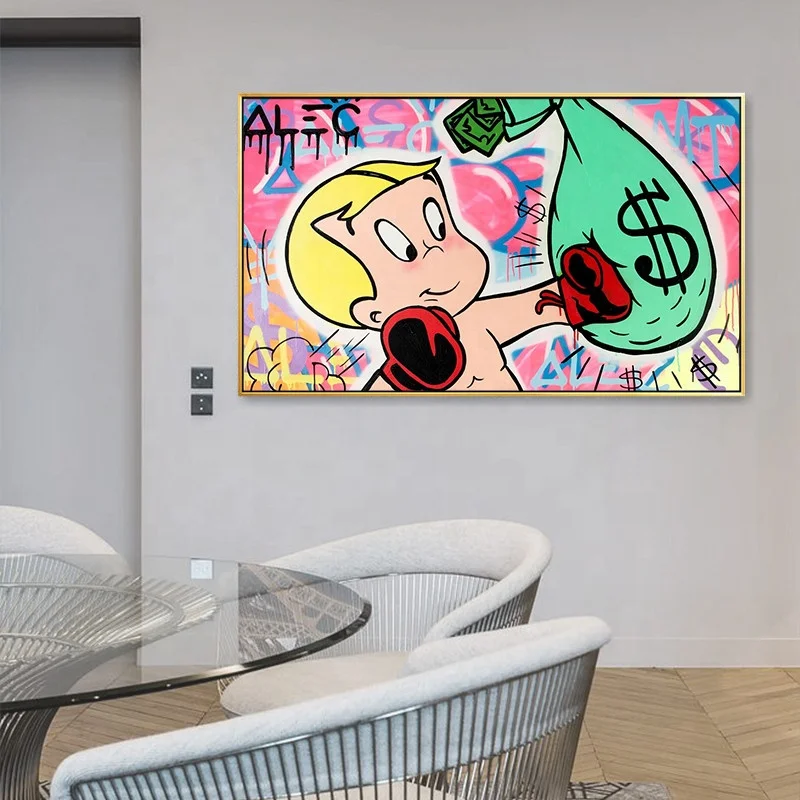 Alec Monopoly Oil Painting on Canvas hand painted Pop art paintings money art pictures Graffiti art Wall Decor design