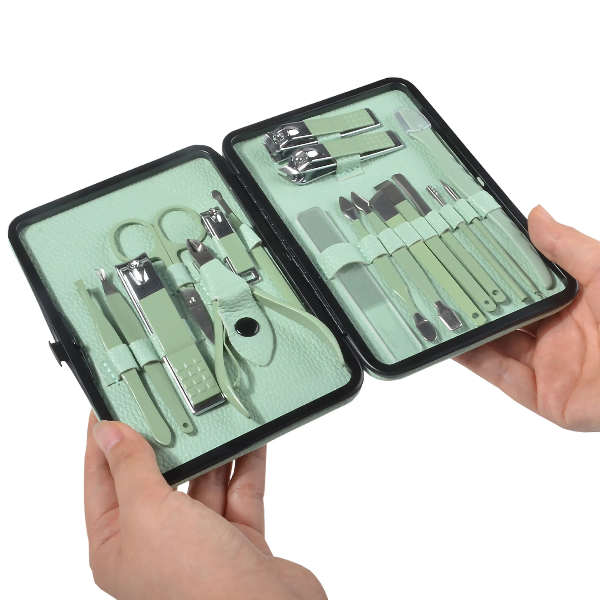 New Arrival 18 In 1 Nail Cutter Set Stainless Steel Nail Clippers Manicure Pedicure Kits Scissors Beauty Tools with Folding Case