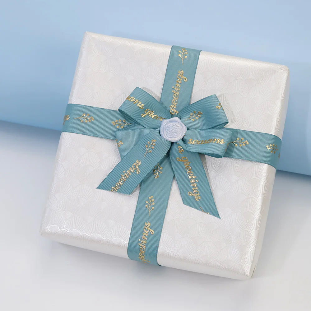 custom printed silk satin packing ribbon roll with logo foil printing satin ribbon