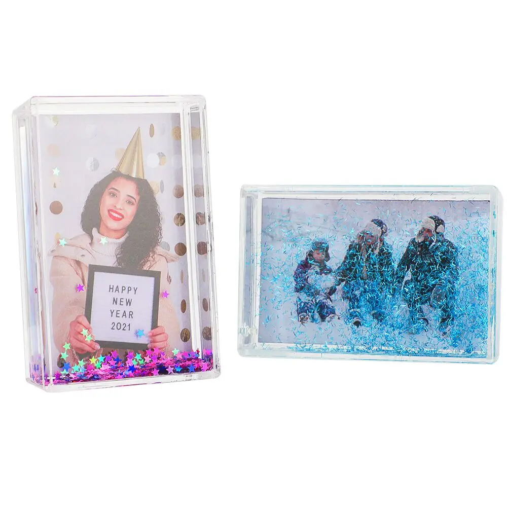 Мини акриловый блок Стеклянный Кристалл Блестящий Магнитный фоторамка жидкий Плавающий оптовая продажа