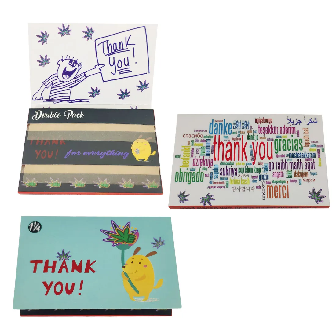 Custom Logo HP110 Thank You 1 1/4 size Double Window Unbleached Brown Smoking  Rolling Papers