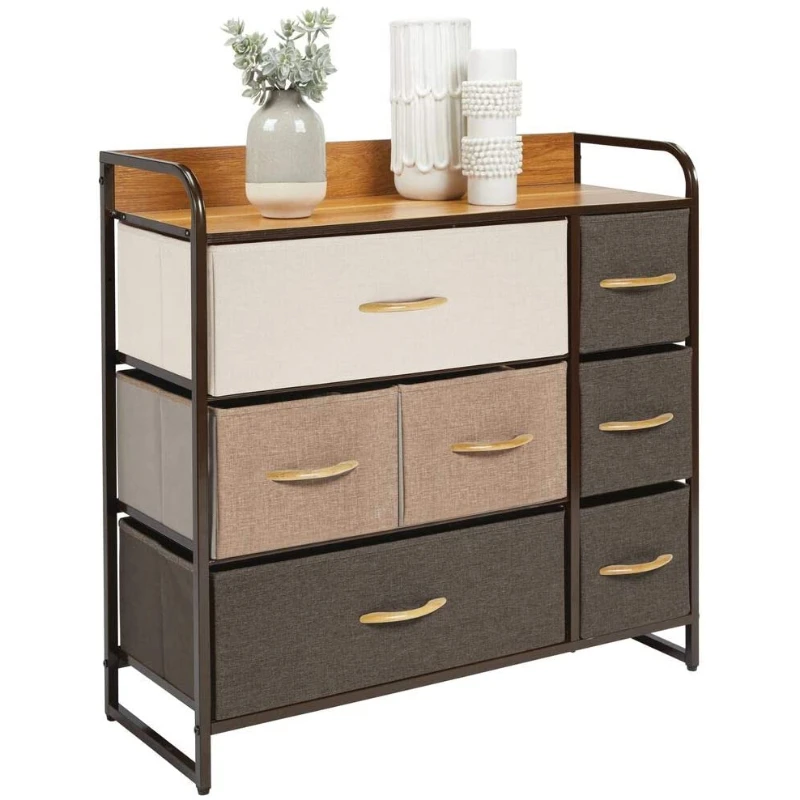 2020 Factory Hot Selling Wood Hallway Entryway Steel Frame Wide Dresser Storage Tower 7 Drawers Closets