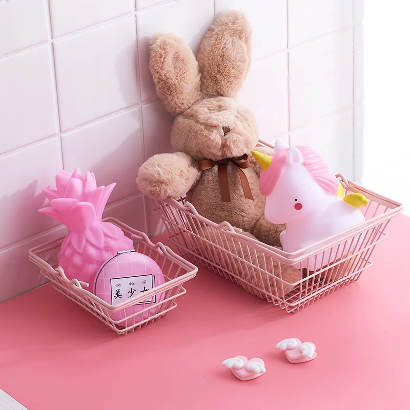 Mini Supermarket Shopping Hand Basket Pink Shopping Basket