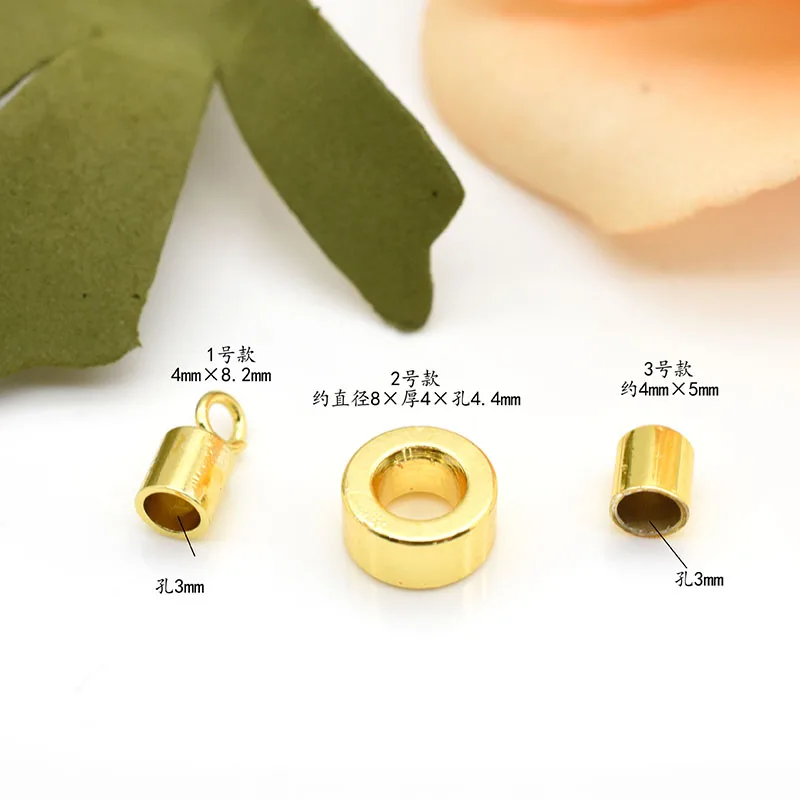 Brass Gold Slider Beads Spacer Beads For DIY Jewelry Making 3mm Hole End Caps For Milan Cord Bracelet