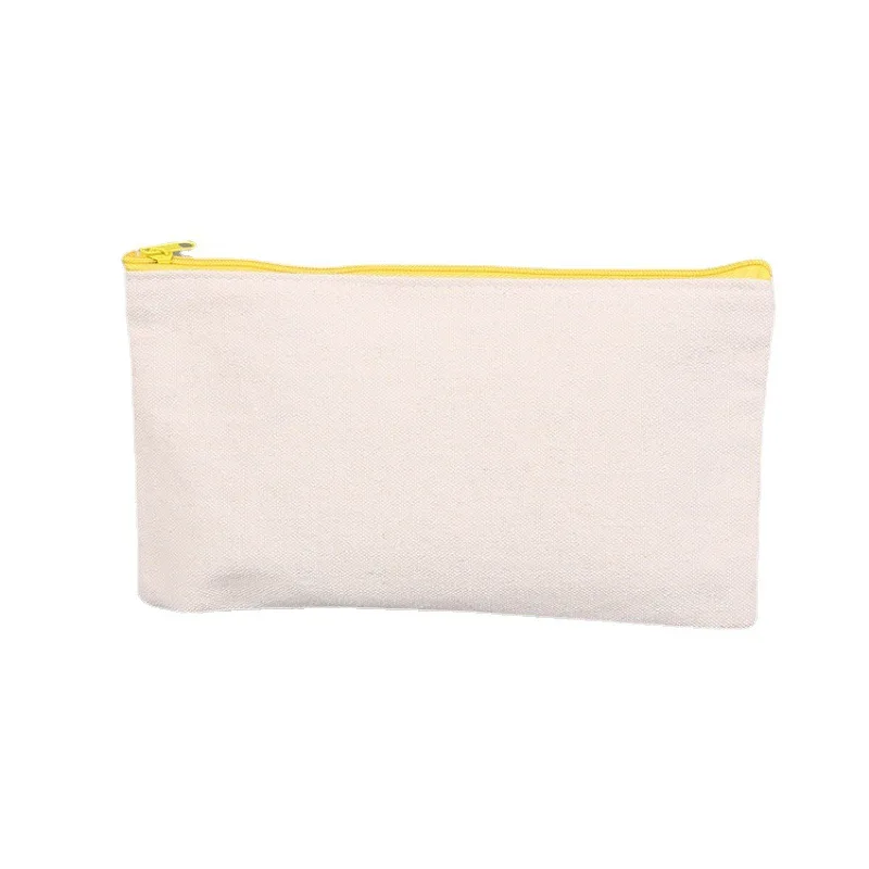 wholesale custom promotional plain canvas pencil case with zipper