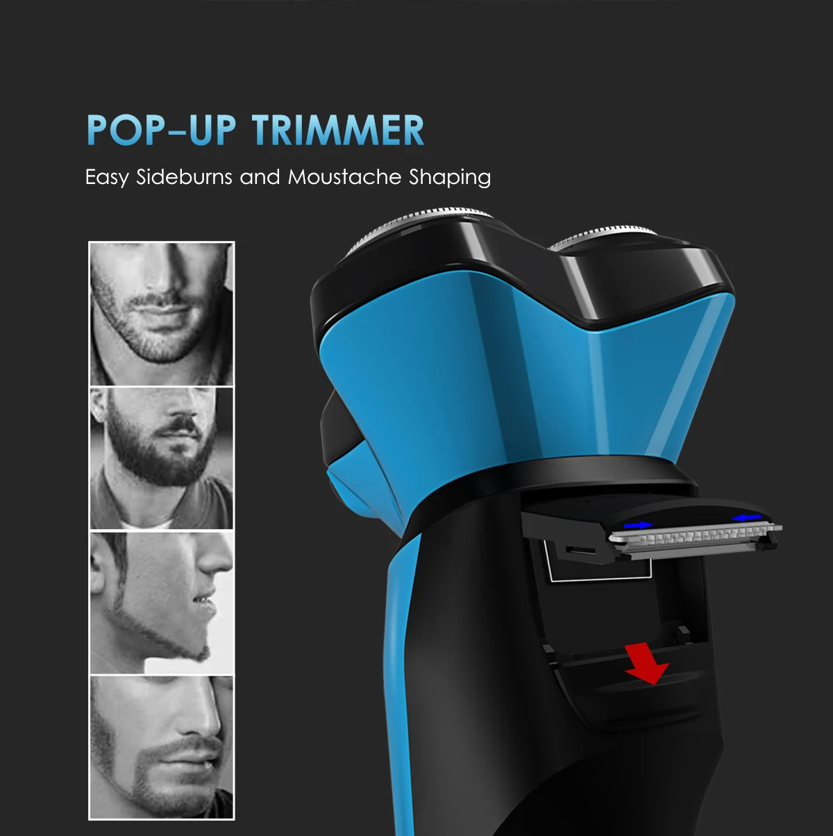 Human Hair Care Razor Rotary Shaver for Men, Wet & Dry Electric Shaver with Beard Trimmer Removal Cut Waterproof, LCD Display