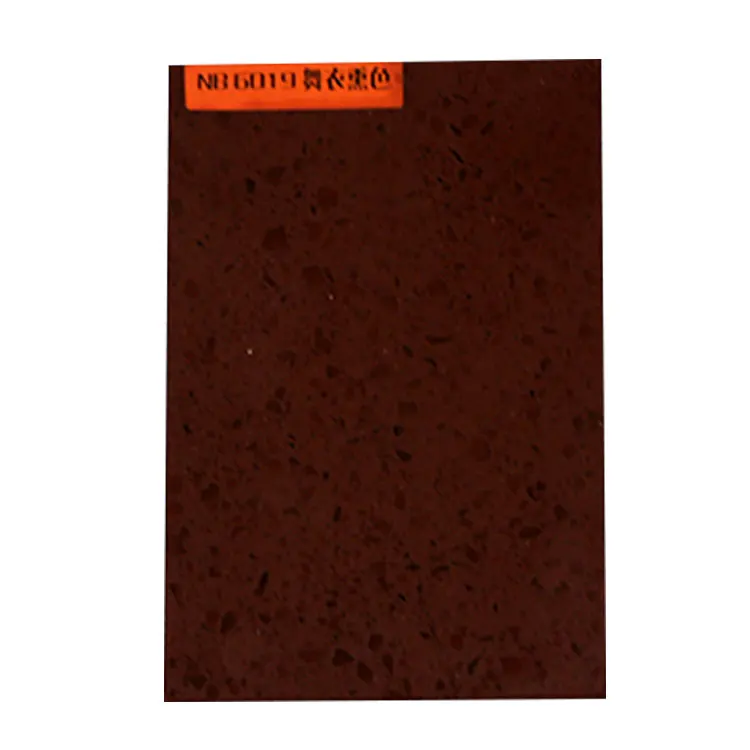 Cheap Wholesale Custom Specifications Kitchen Countertop Polished Sparkle Dark Brown Quartz Stone