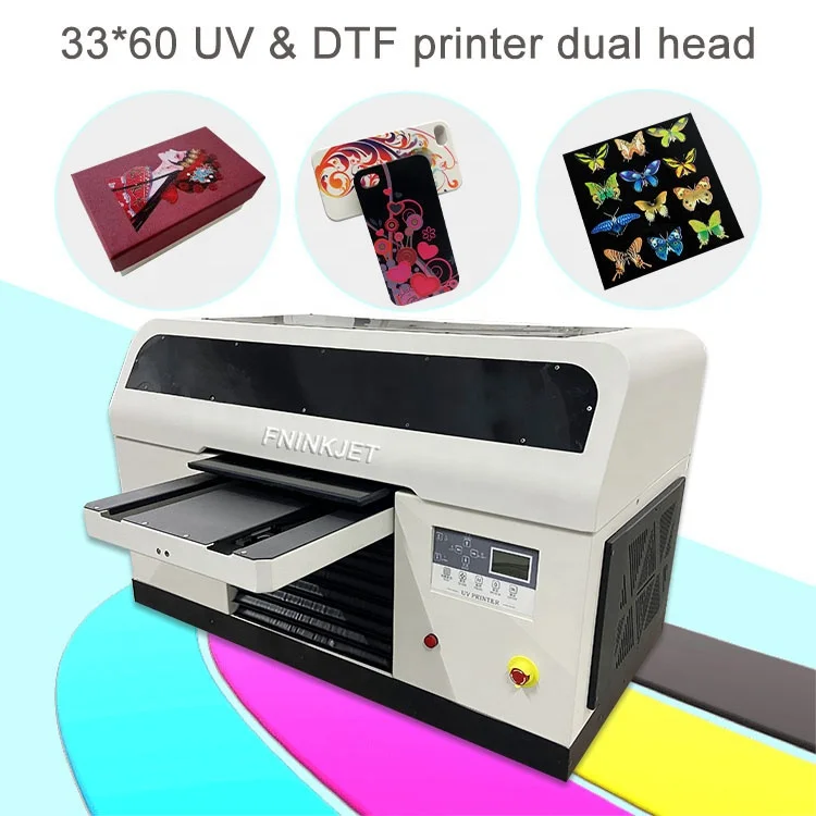 Fninkjet A3 UV Printer Imprimante UV A3 id Card Printer UV & DTF 2 in 1 Double Printheads with Varnish A3 Printer