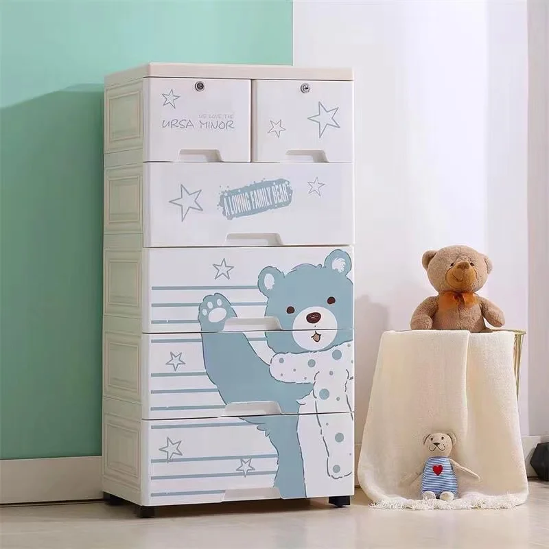 50cm Cartoon Children Multilayers Storage Cabinet Plastic Drawer Clothes Baby Wardrobe For Kids