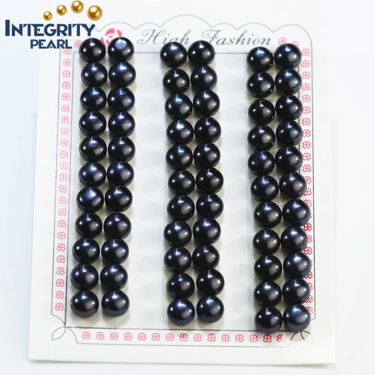 8-8.5mm black peacock DIY pearl beads Natural loose freshwater baroque button pearl